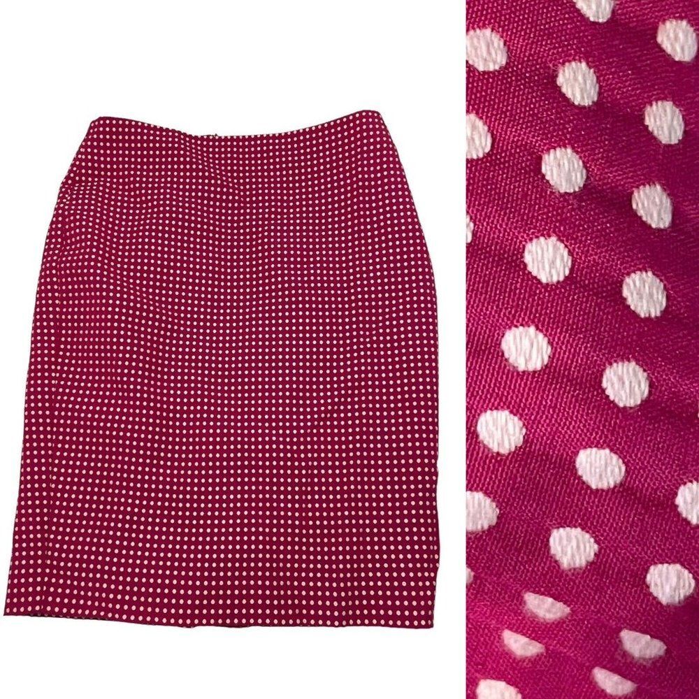 Ann Taylor Womans Sz 0 Straight pencil Skirt Knee Length Lined Pink Polka Dot